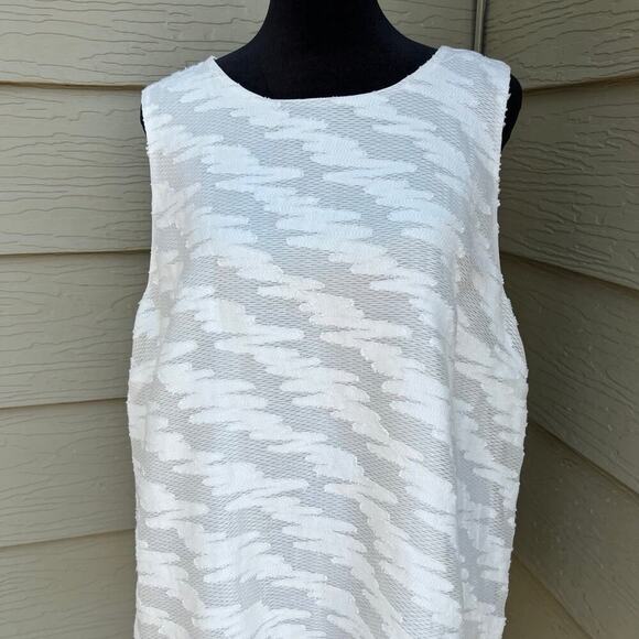 HALOGEN lace texturized sleeveless top white, women's XL - Picture 3 of 9